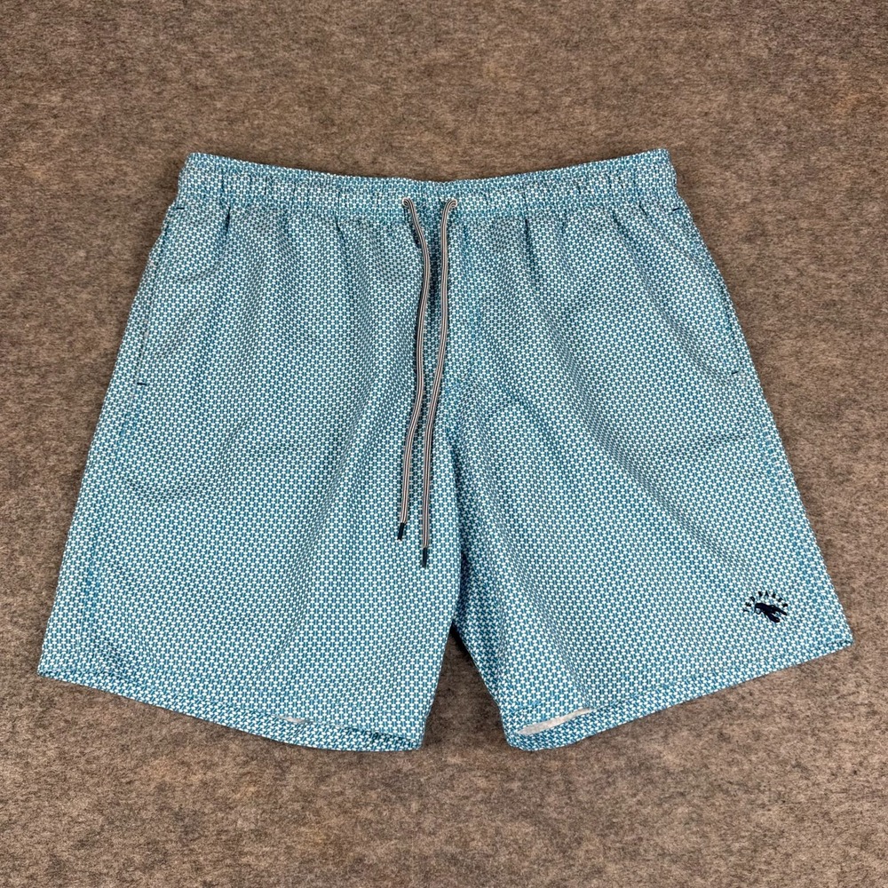 Ted Baker Swim Trunks Shorts Lined Geometric Pocket Blue Mens 5